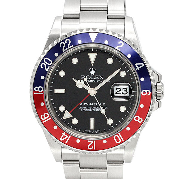 ROLEX GMT-MASTER II 16710 RED BLUE BEZEL P BLACK Dial AUTOMATIC 413814