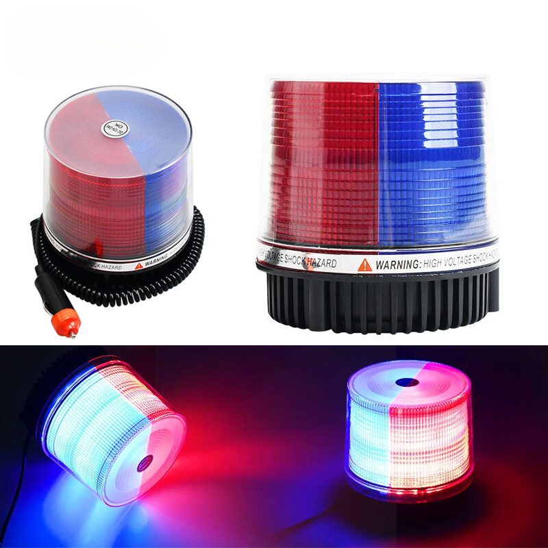 12V-24V LED Warning Light Magnetic Car Roof Strobe Signal Lamp Red Blue Light