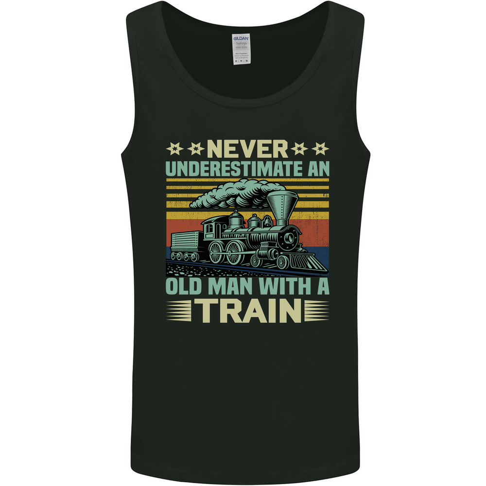 Never Underestimate an Old Man With a Train Mens Vest Tank Top