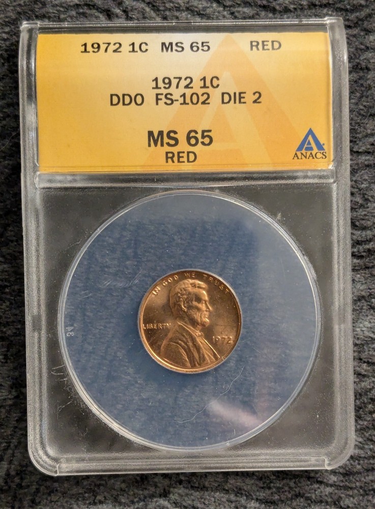 1972 1C Lincoln Cent DDO FS-102 Die 2 MS65 Red Certified Rare Error Coin