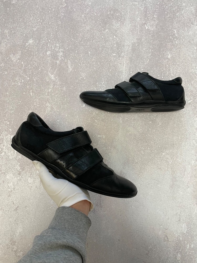 Gucci Black Monogram Leather Textile  Sneakers 091835 Men's 44