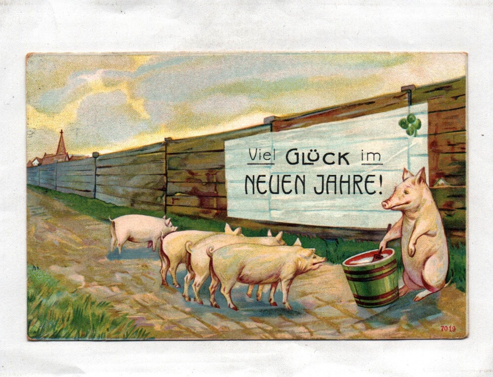 Postcard Good Luck in the New Year Postcard New Year 1909-image