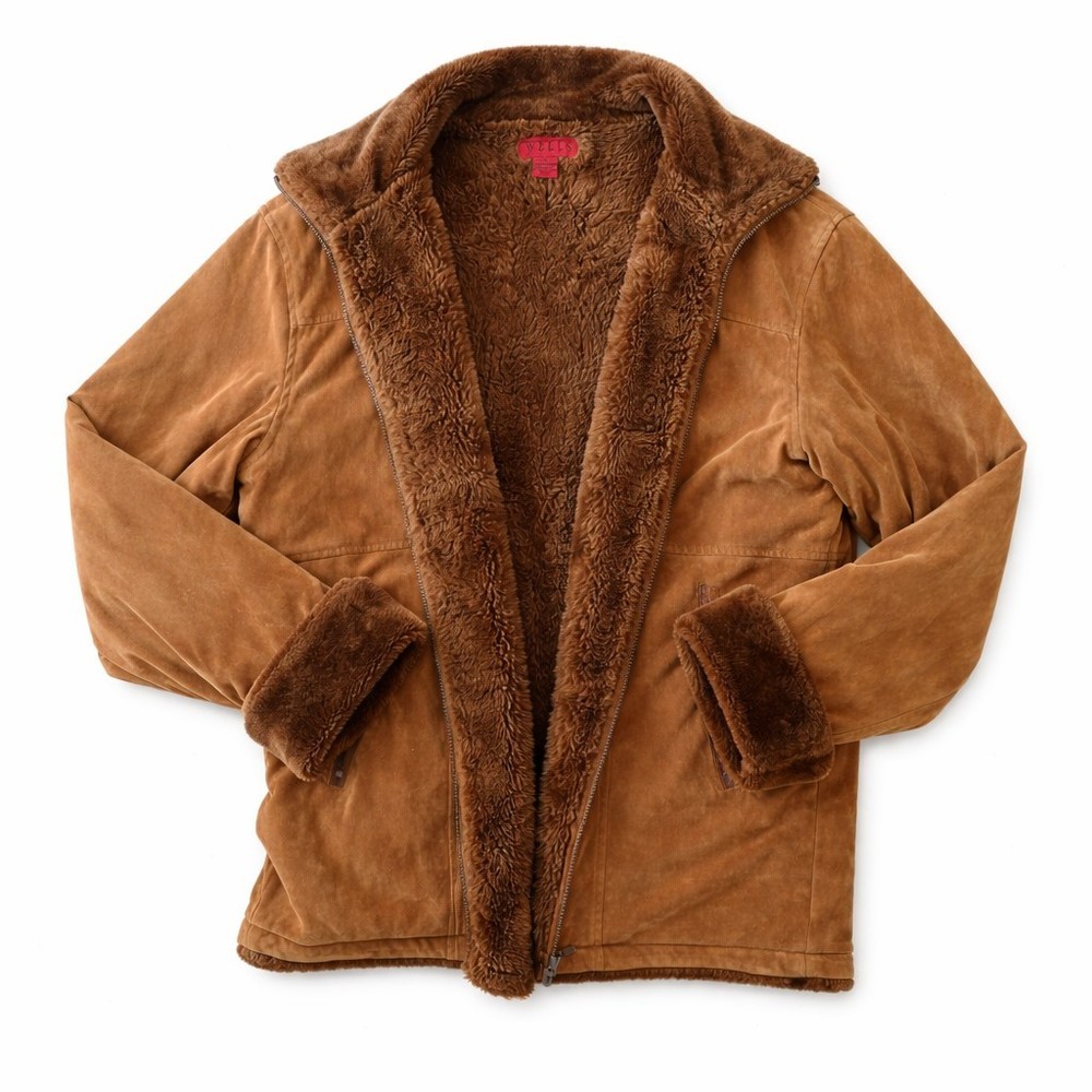 Wells Men’s 2XL Brown Suede Jacket Faux Shearling Lined Zip Casual Coat