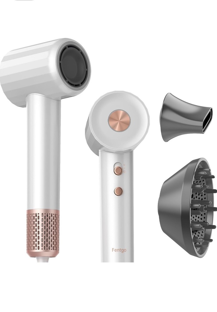 Fentgo High-Speed Ionic Hair Dryer with Diffuser in Professional White