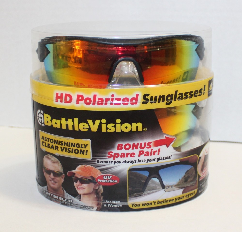 BattleVision Wrap Around HD Polarized Sunglasses Set UV Protection 2 Pair Pack