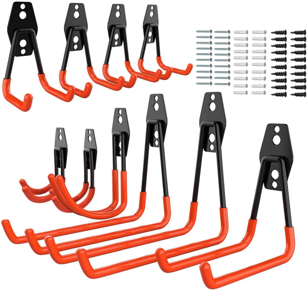 10-Pack Steel Garage Storage Utility Double Hooks, Heavy Duty for Organizing Pow
