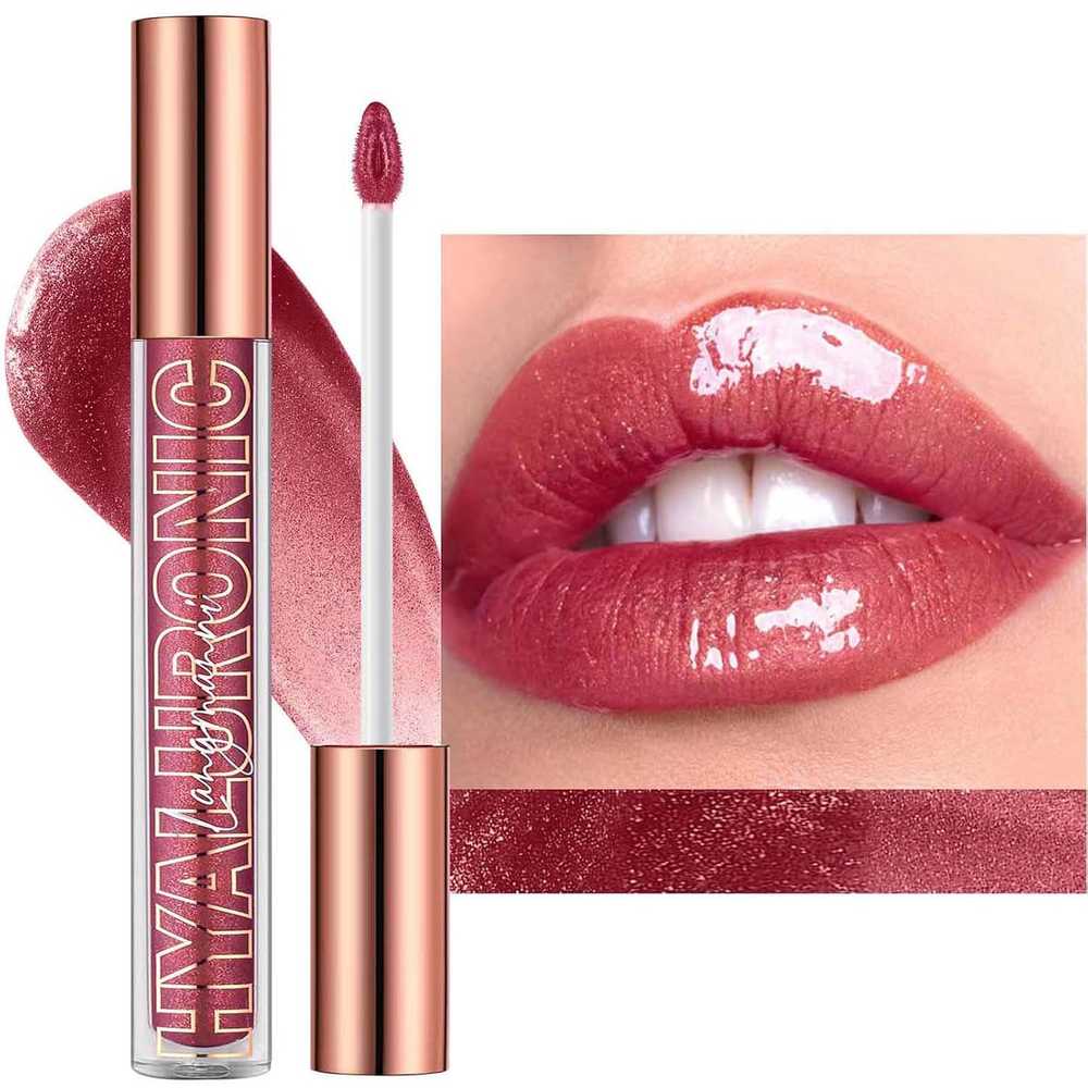 Jelly Red Lip Gloss with Tinted Glitter & Plumping Effect for Teens
