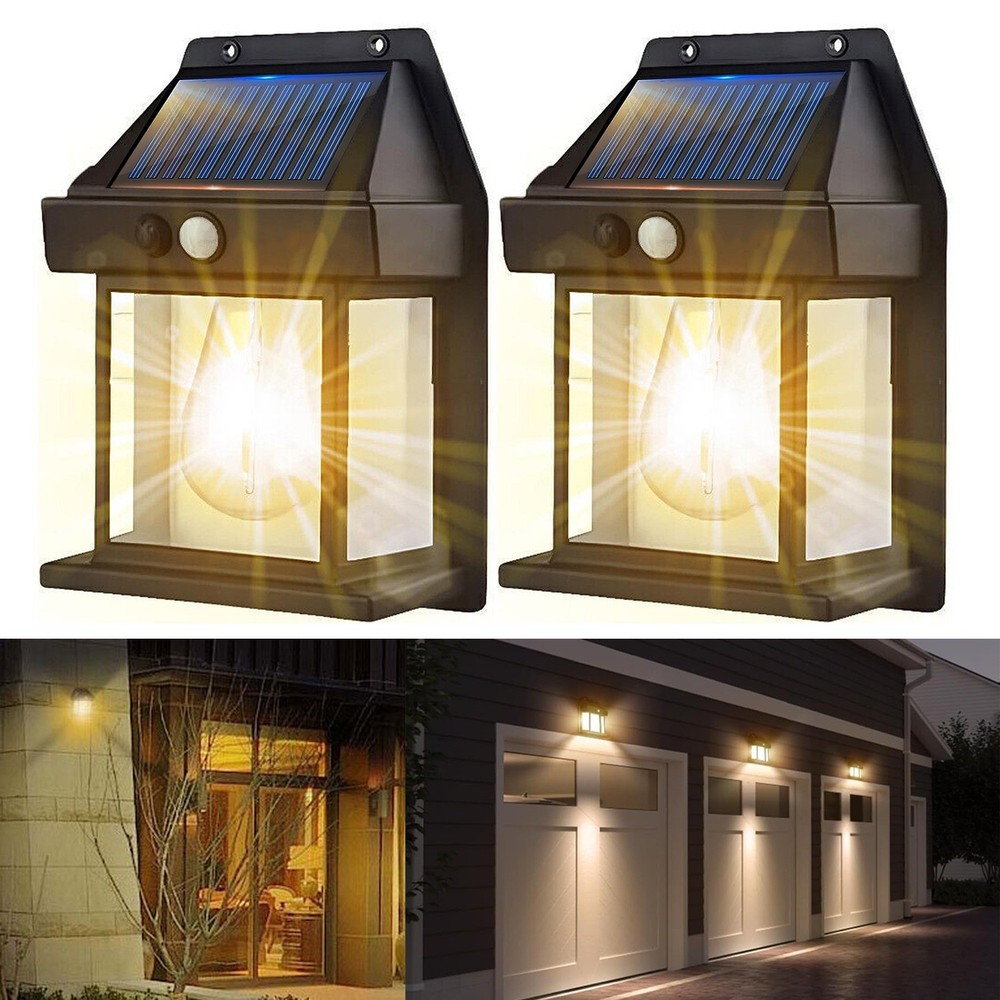 2PACK LED Solar Power Lights PIR Motion Sensor Outdoor Garden Security Wall Lamp