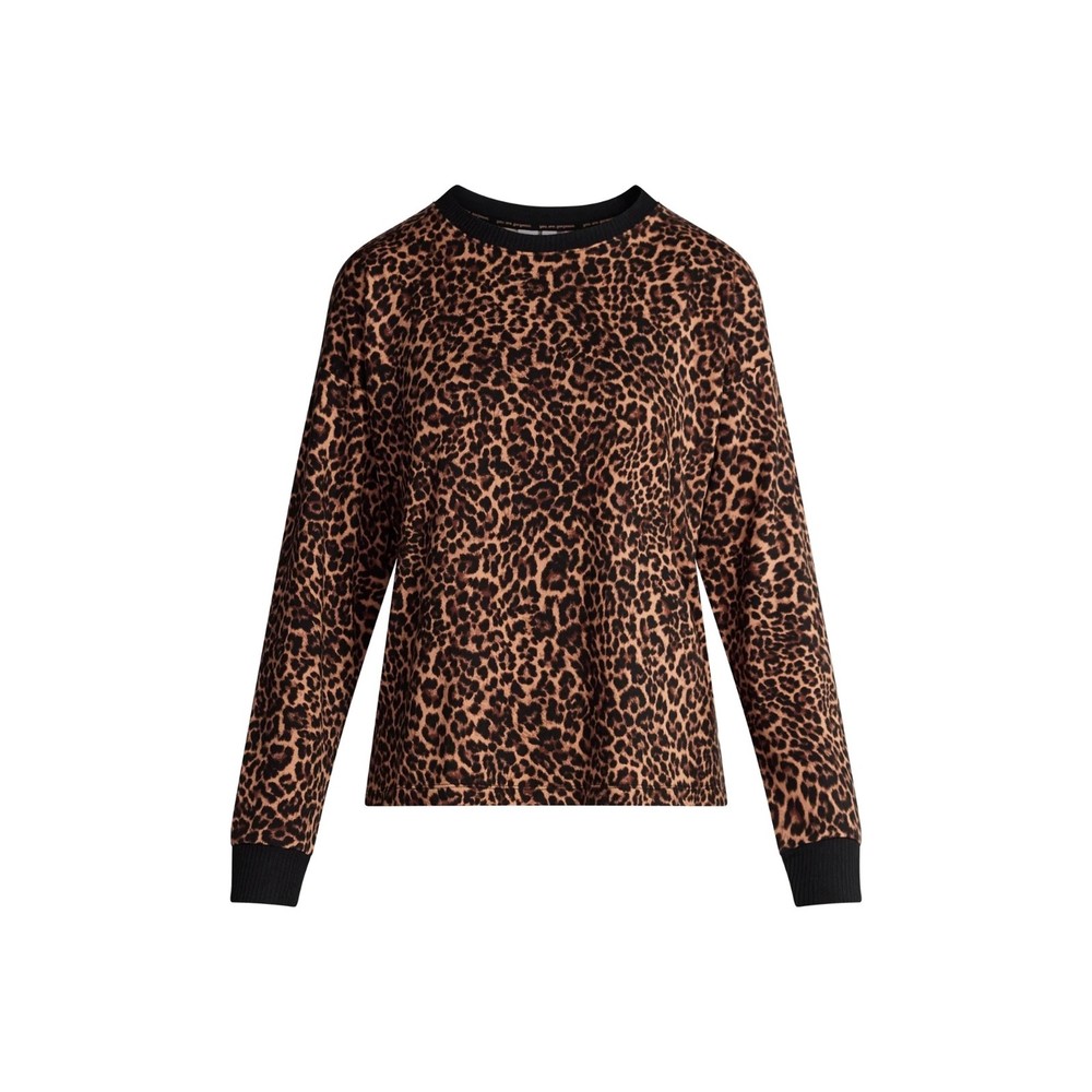 NEW Hacci Knit Lounge Top Leopard Animal Print Cozy Sleep Sweater Meets Tee 3X