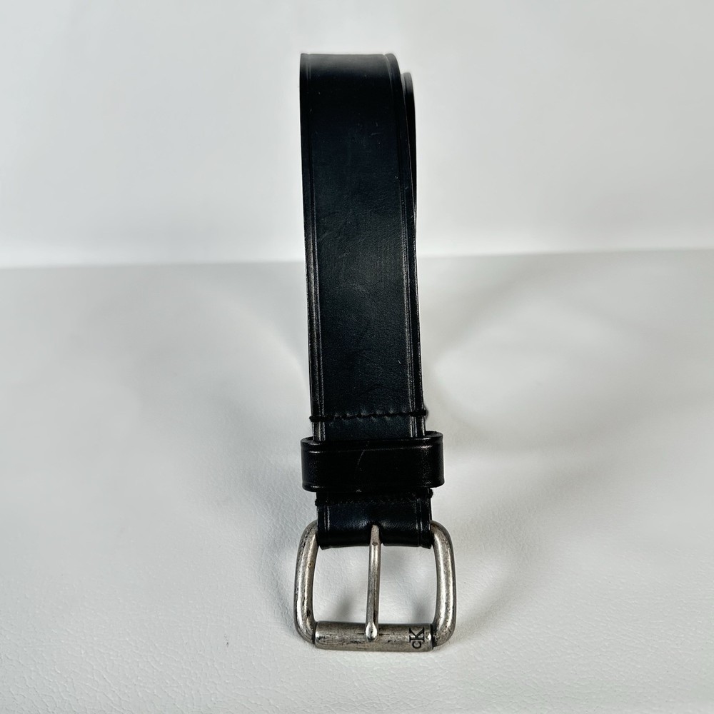 Calvin Klein Distressed Black Genuine Leather Belt - Women's Size Large