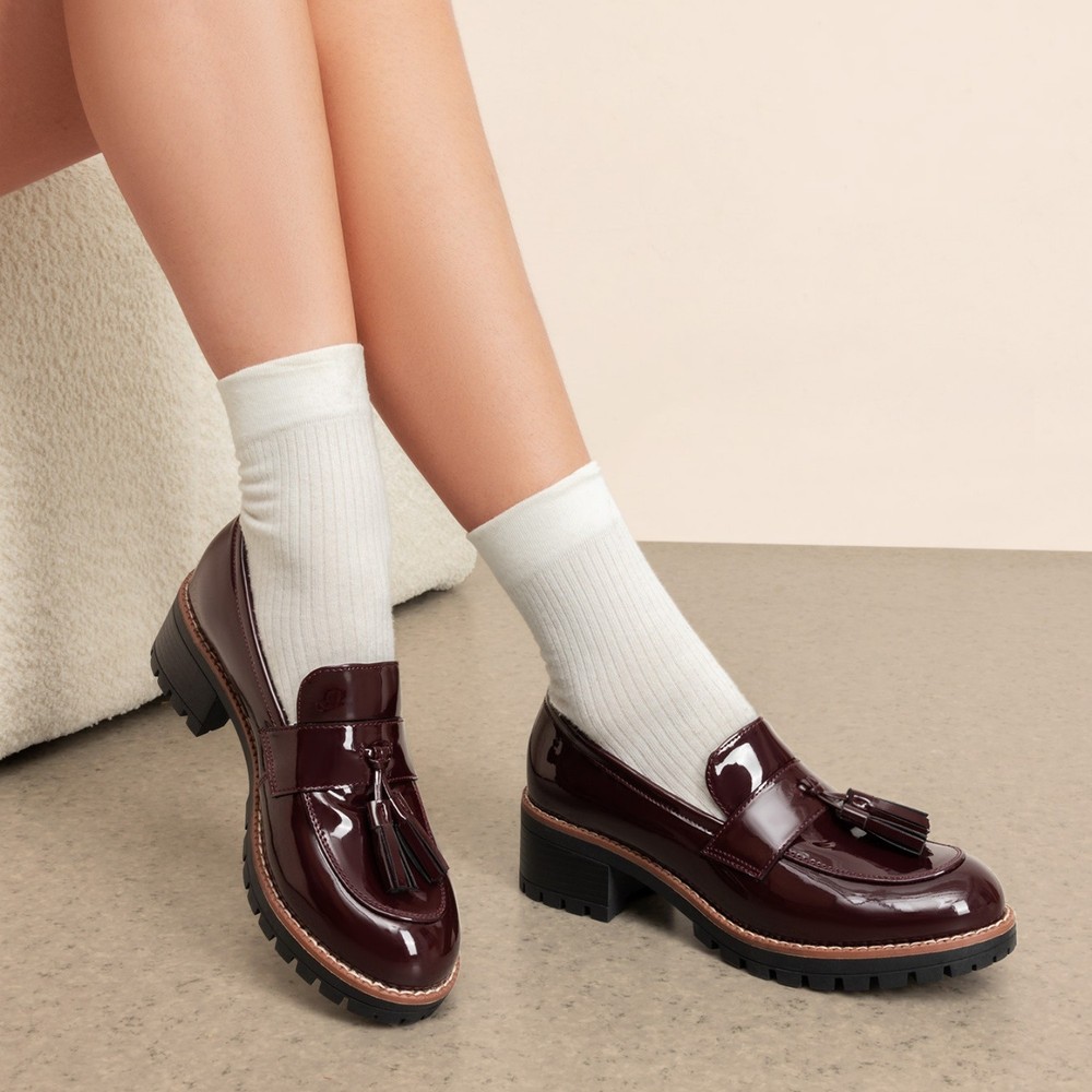 Women Comfort Slip On Dress Loafers Chunky Heel Round Toe Penny Office Loafers