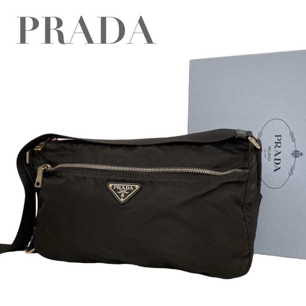 Prada Black Triangle Logo Nylon Camera Crossbody Bag AA Grade Authentic