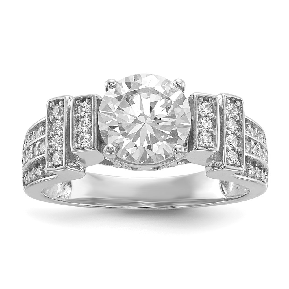 Sterling Silver Rhodium-plated Cubic Zirconia Tiered Ring Size 8 for Women