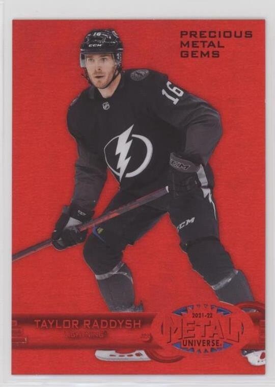 2021-22 Skybox Metal Universe PMG Ruby Retro Taylor Raddysh /100 Hockey Card