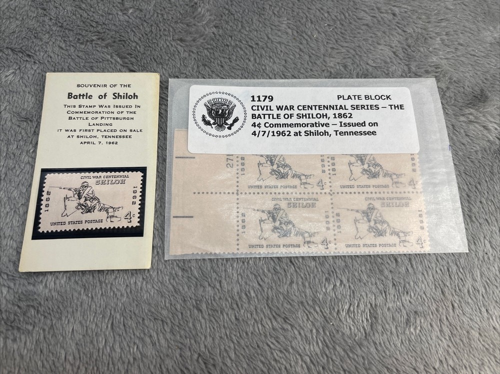 1179 Civil War Centennial Commemorative Plate Block & Shiloh Stamp MNH