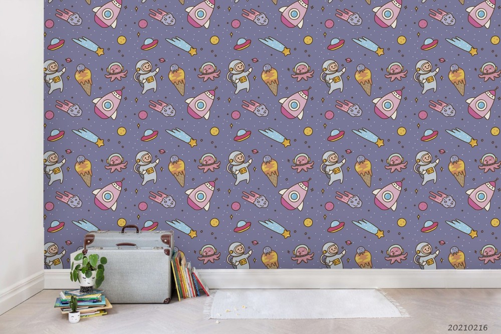 3D Space Astronaut Rocket Mode Wall Murals Wallpaper Murals Wall Sticker