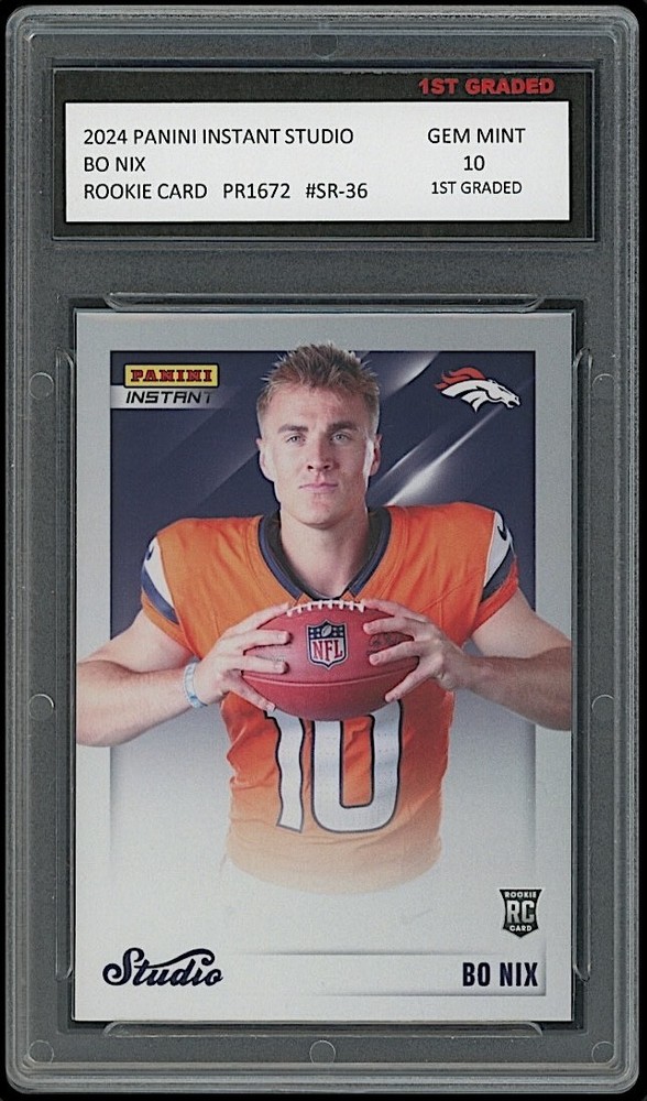 Bo Nix 2024 Panini Instant Studio 1st Graded 10 NFL Rookie Card Denver Broncos