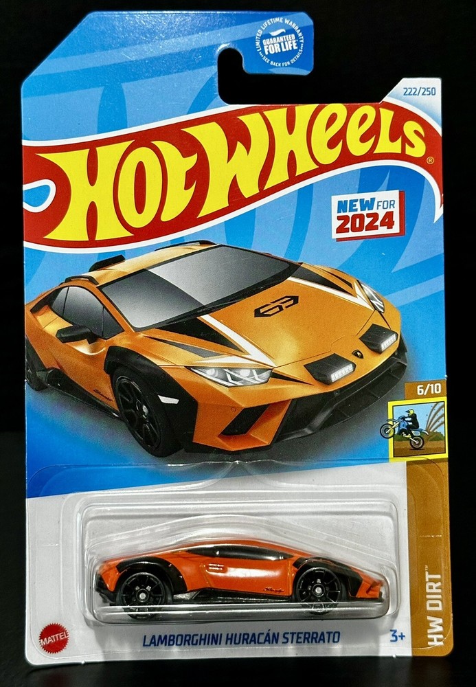 New,2024 Hot Wheels LAMBORGHINI HURACAN STERRATO,HW Dirt,orange,toy Car.