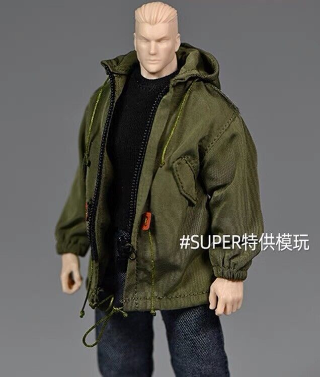 1/12 Army Green Windbreaker Coat Jacket Clothes For 6