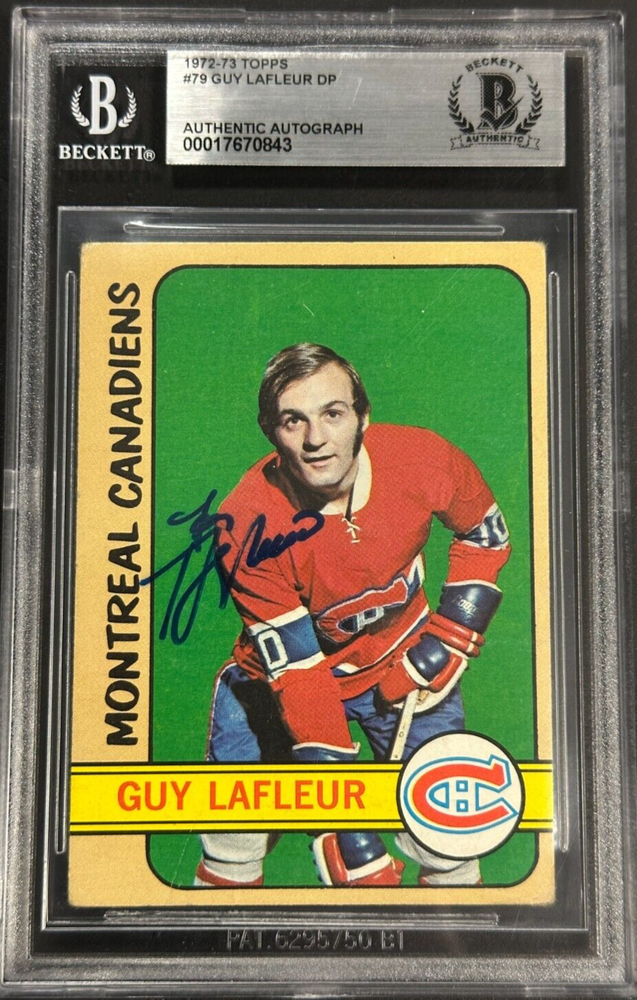 1972-73 Topps Guy LaFleur Autographed Card #79 HOF Canadiens BAS