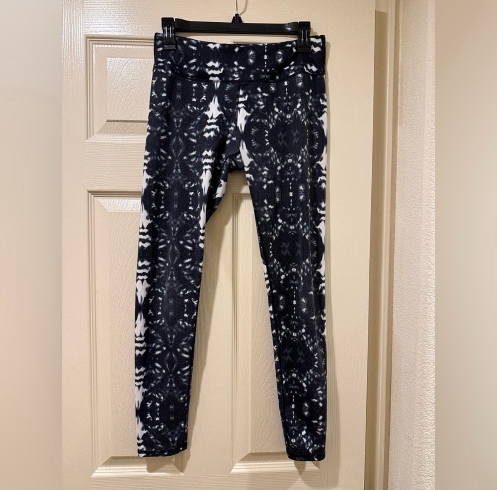 Fabletics Womens Black White Tie Dye Leggings Size Small