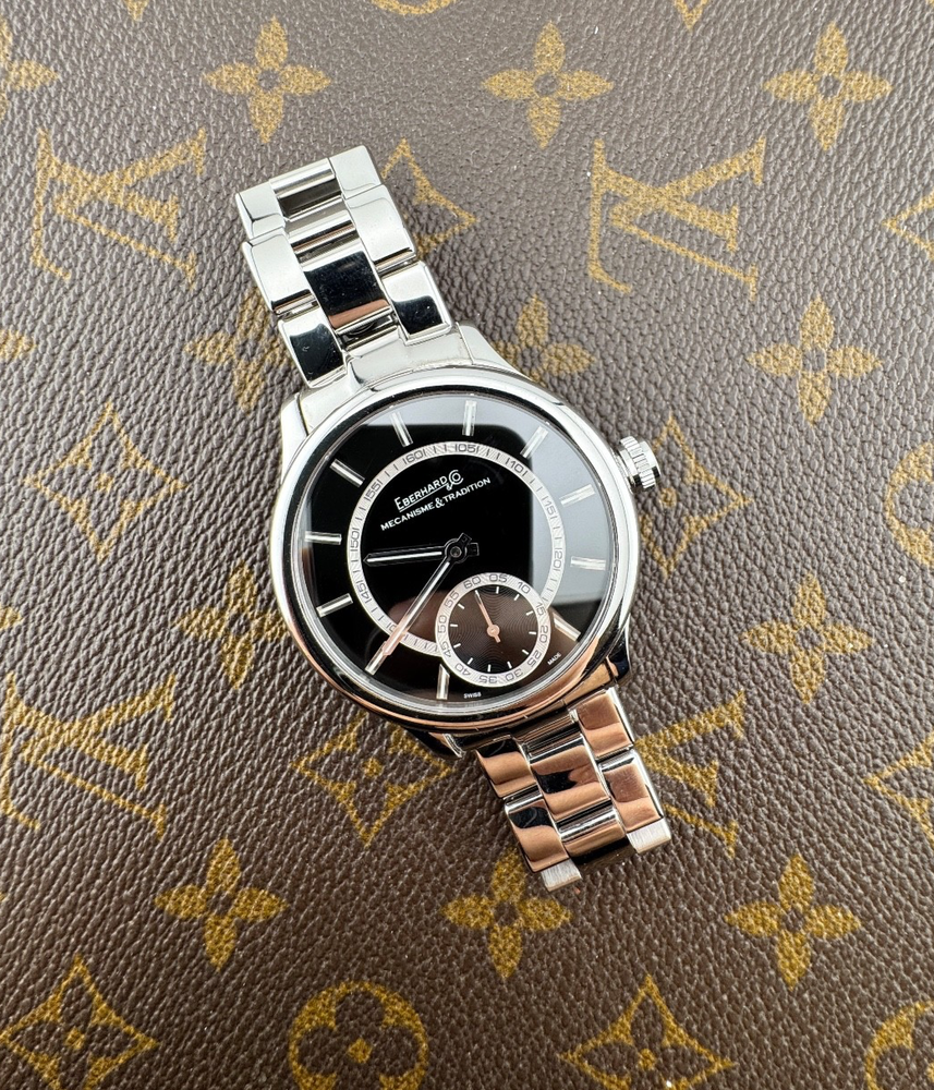Eberhard & Co. Traversetolo Sport Acier Stainless Steel Black Dial Top Condition