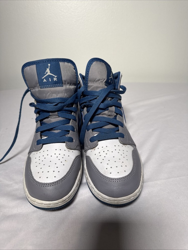 Nike Air Jordan 1 Mid Men's Sneakers White/Blue/Gray