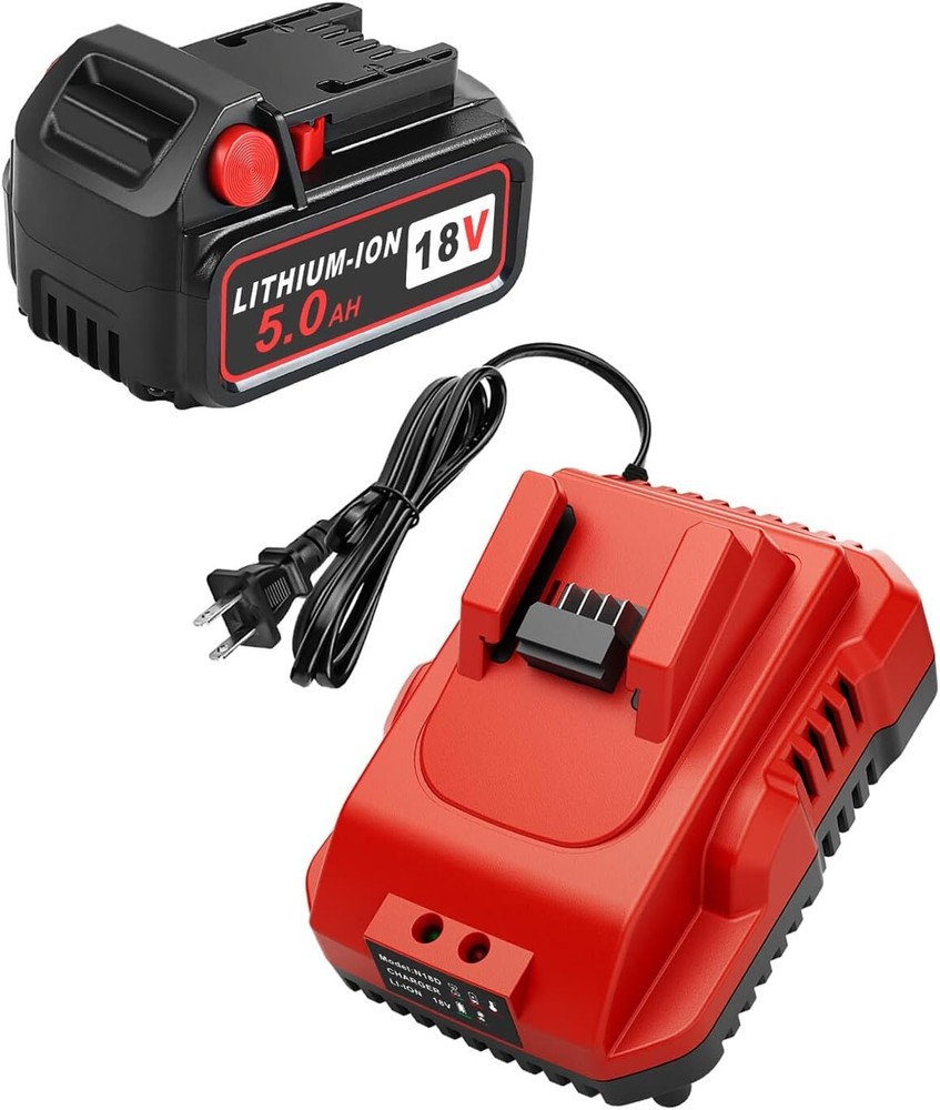 1-Pack 18V 5.0Ah Milwaukee M-18 Battery Replacement with Charger in Red