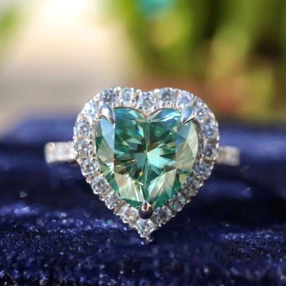 11.20 Ct Certified Heart Cut Blue Diamond Solitaire Ring In 925 Sterling Silver