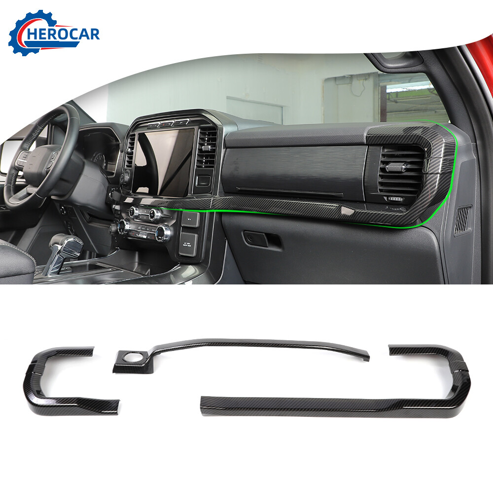 Carbon Fiber Dashboard Center Console Strip Cover for 2021+ Ford F150