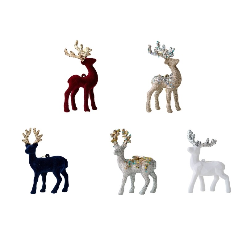 Flocking Elk Christmas Tree Ornament Desktop Decor Reindeer Gift