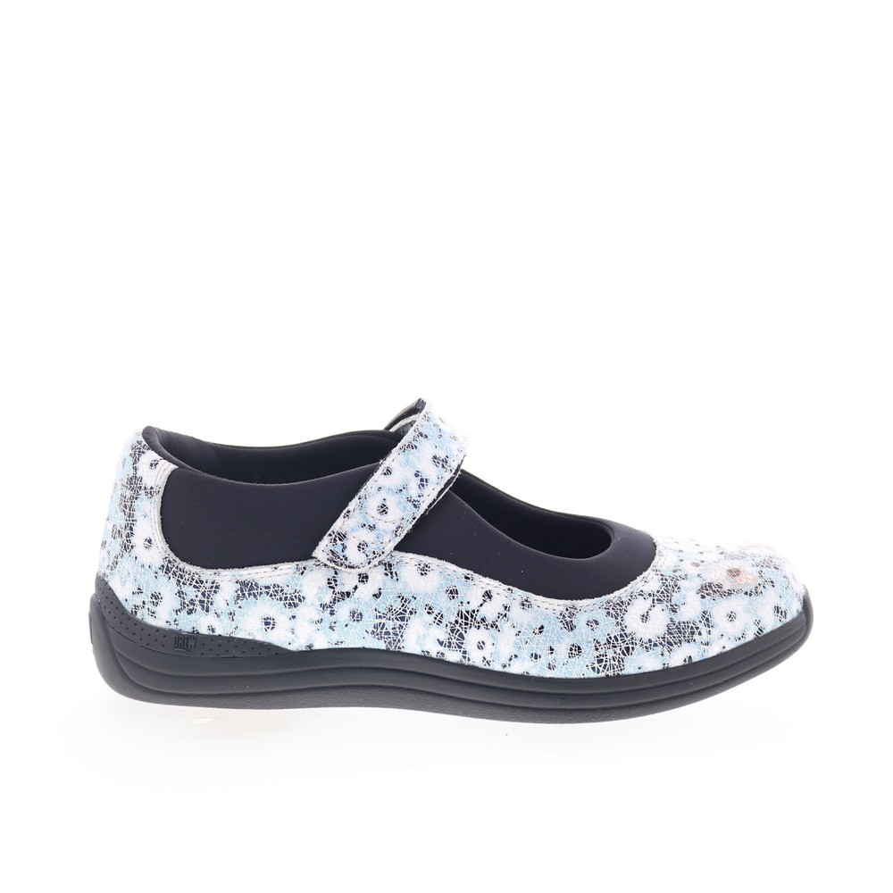 Drew Rose 14375-3P Womens Blue Narrow Leather Mary Jane Flats Shoes