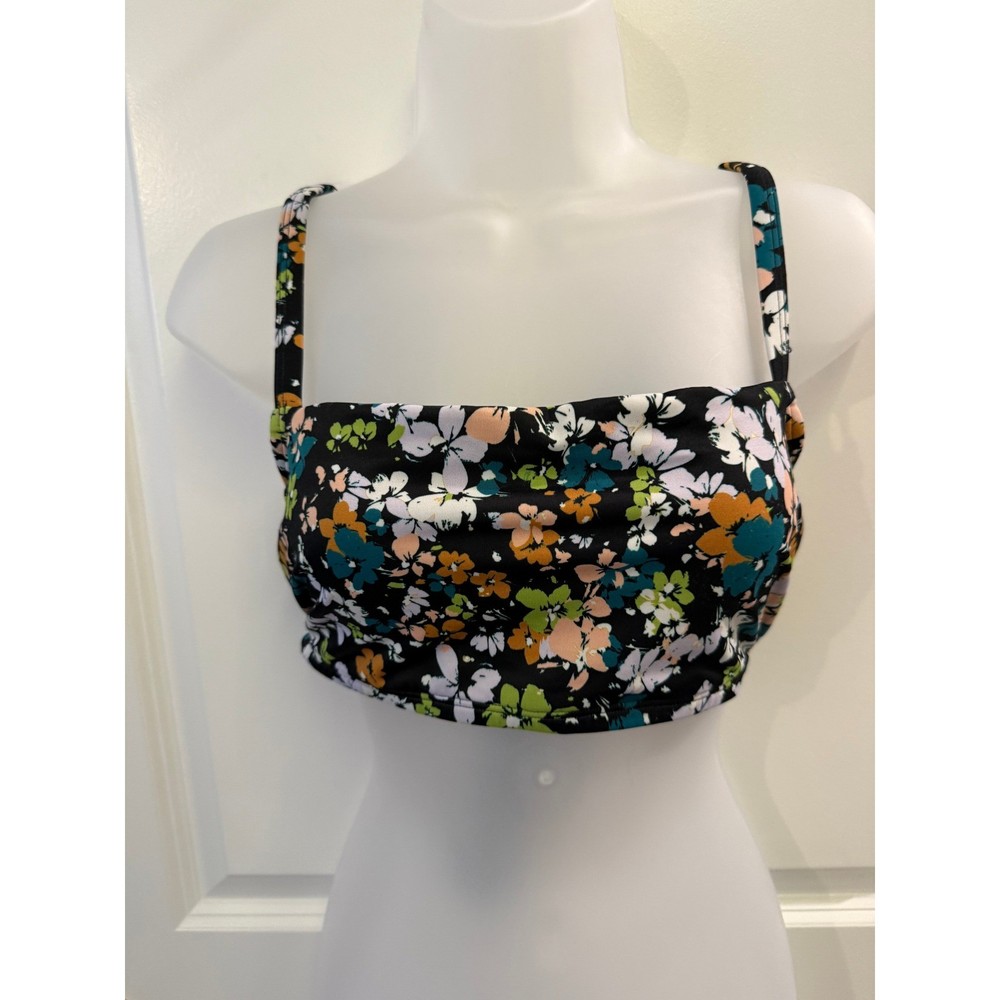 Beach Betty Miracle Womens Floral Bikini Top Black Multi Large Tropical Sumemr