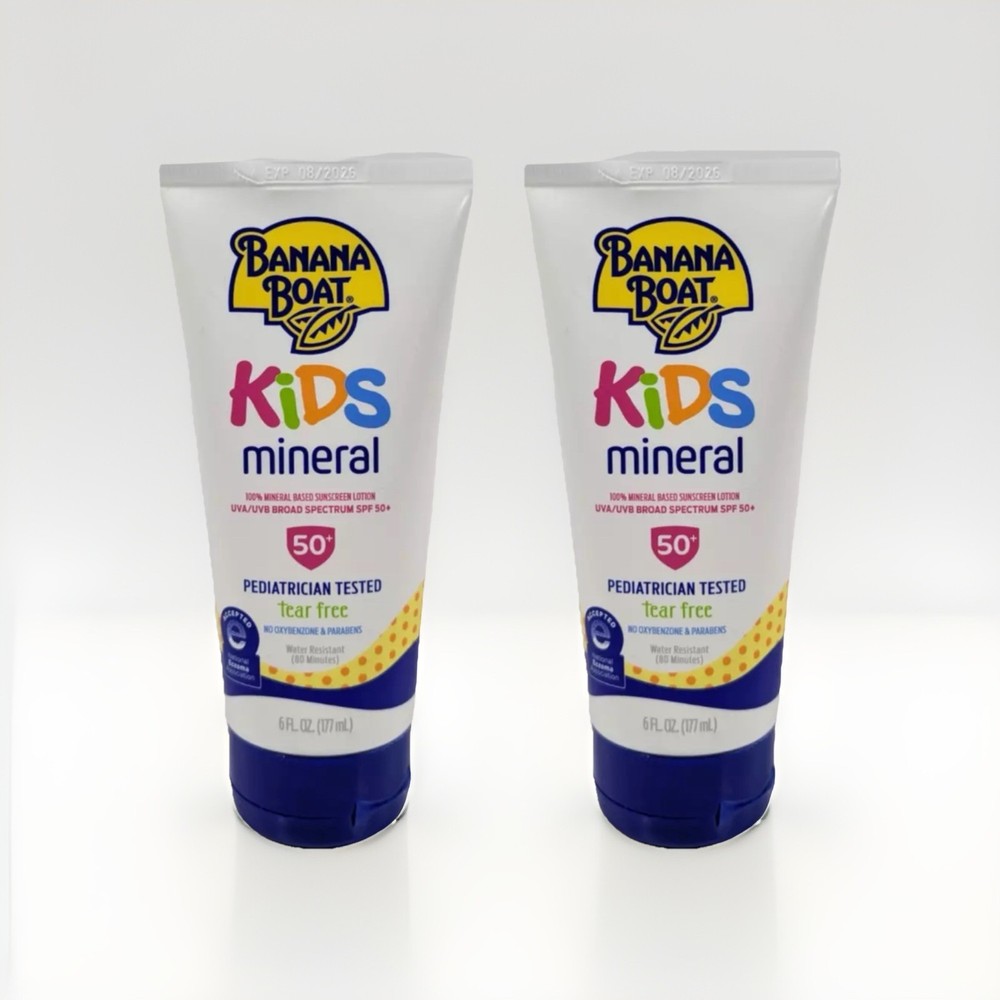 Banana Boat Kids Mineral SPF 50+ Sunscreen Lotion 6 fl oz Tear Free Exp 01/26