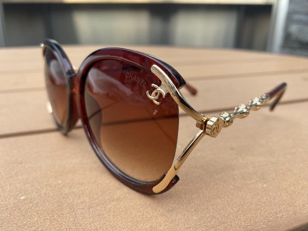 Chanel Brown Oval Sunglasses for Women with Oversized Frame  