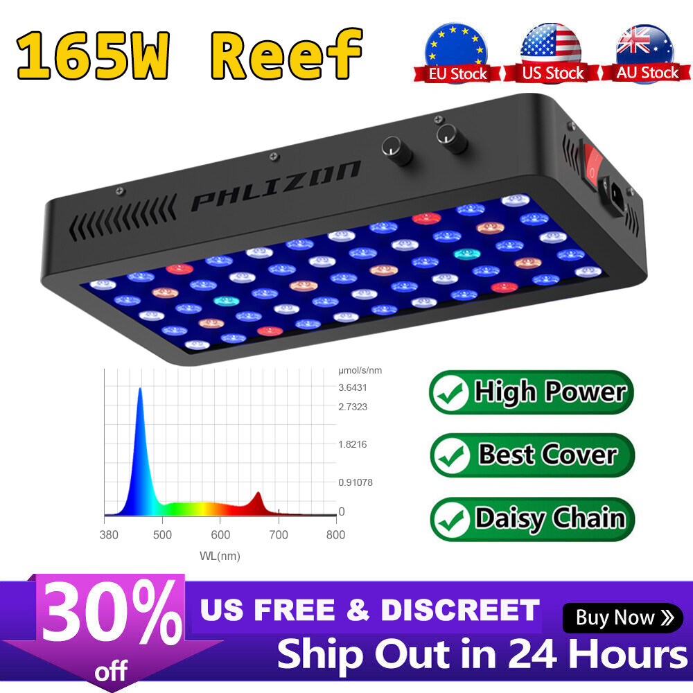 Phlizon 165W Dimmable Full Spectrum Aquarium Light Fish Tank LED Coral Reef Lamp