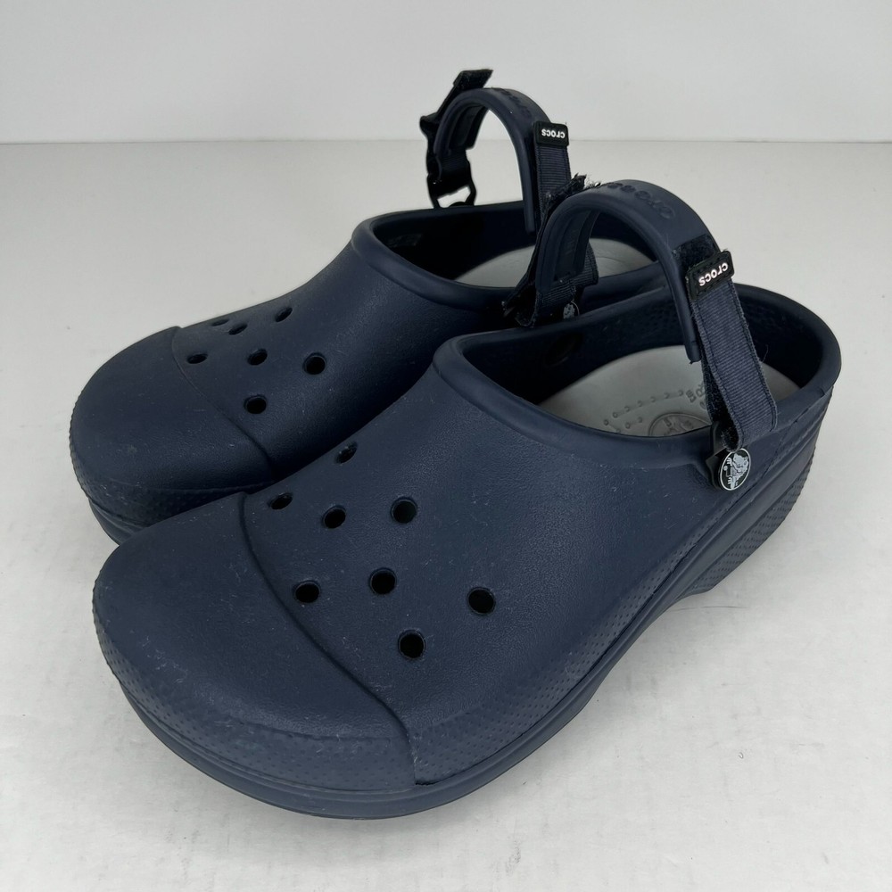 Crocs Unisex Navy Blue Solid Slip On Strap Waterproof Size M9 W11 Clogs