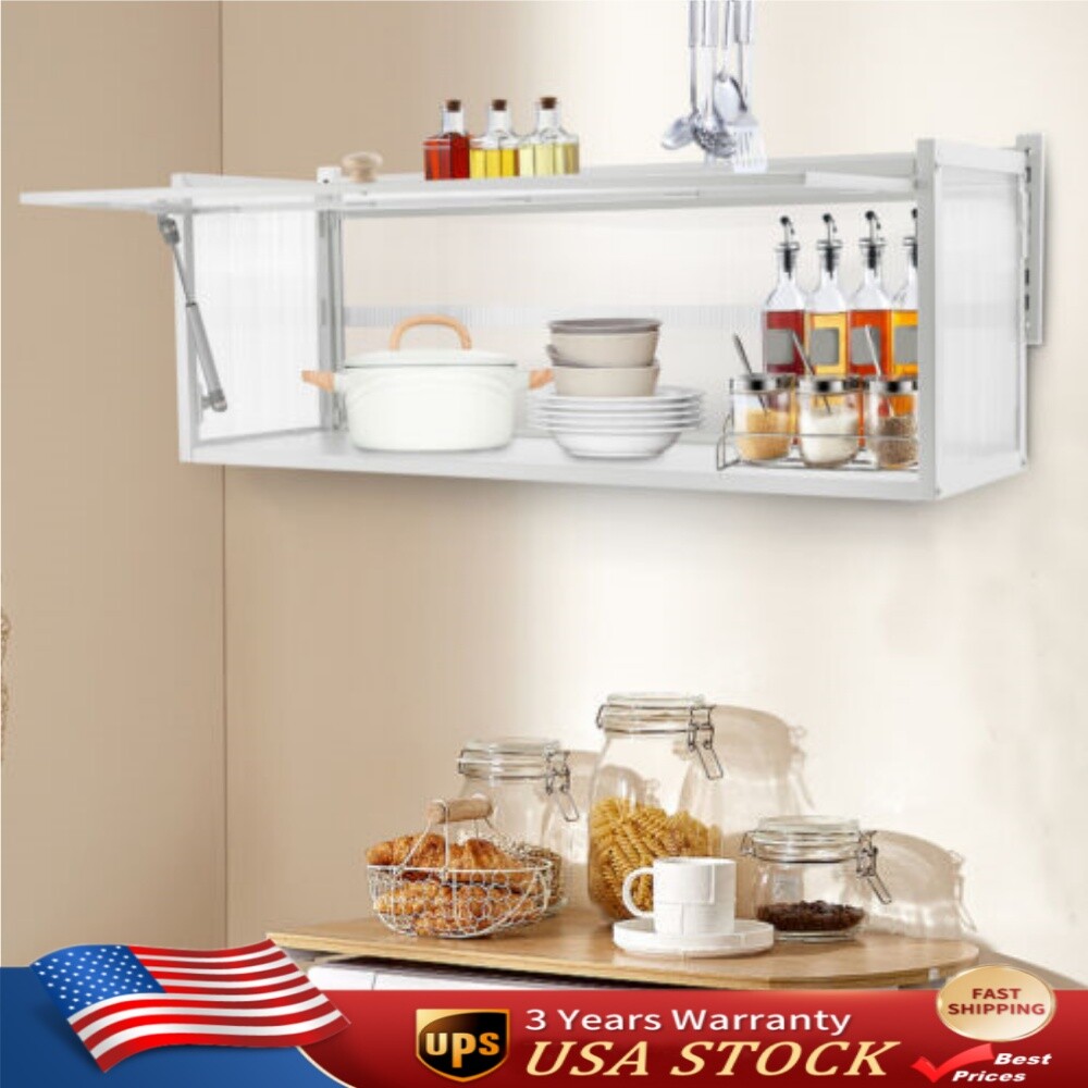 Wall-mounted flip-up PC storage cabinet for kitchen or bathroom