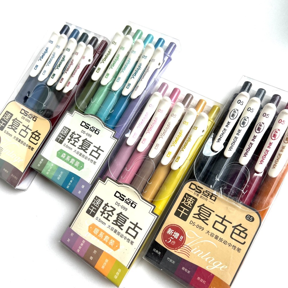 5 PC Gel Pen Sets Retractable Smooth Writing Pens .5mm