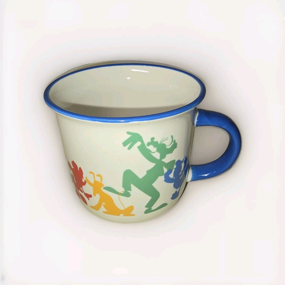 DISNEY PARKS Mickey Mouse & Friends Coffee Mug Bone Silhouette Rainbow Cup