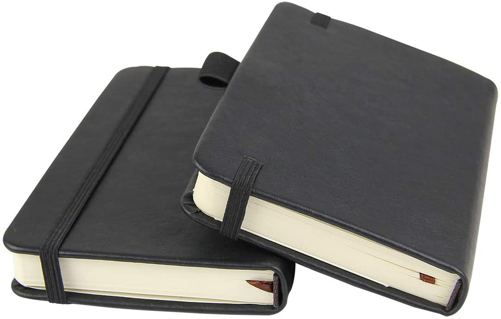 Newestor 2-Pack 3.5x5.5 Pocket Notebook Hardcover Journal with Pen Holder