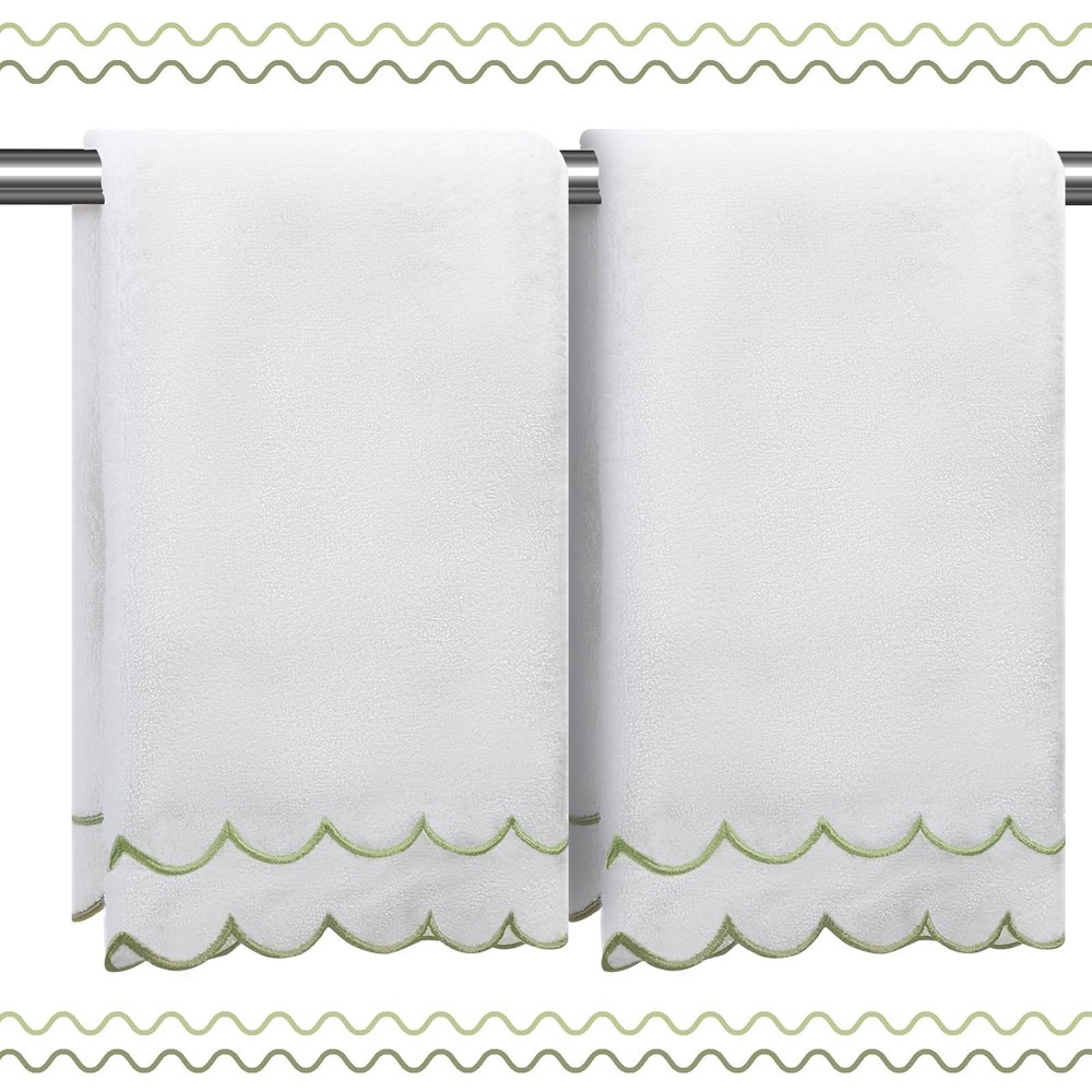 Sage Green Cotton Hand Towels 2-Pack 27x16 Inches