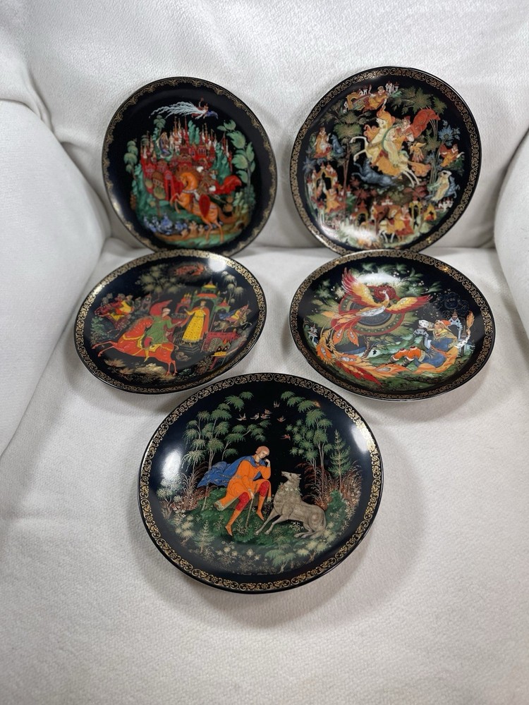 Vtg Set 5 Russian Tianex Legends Collector Plates Bradford Exchange New