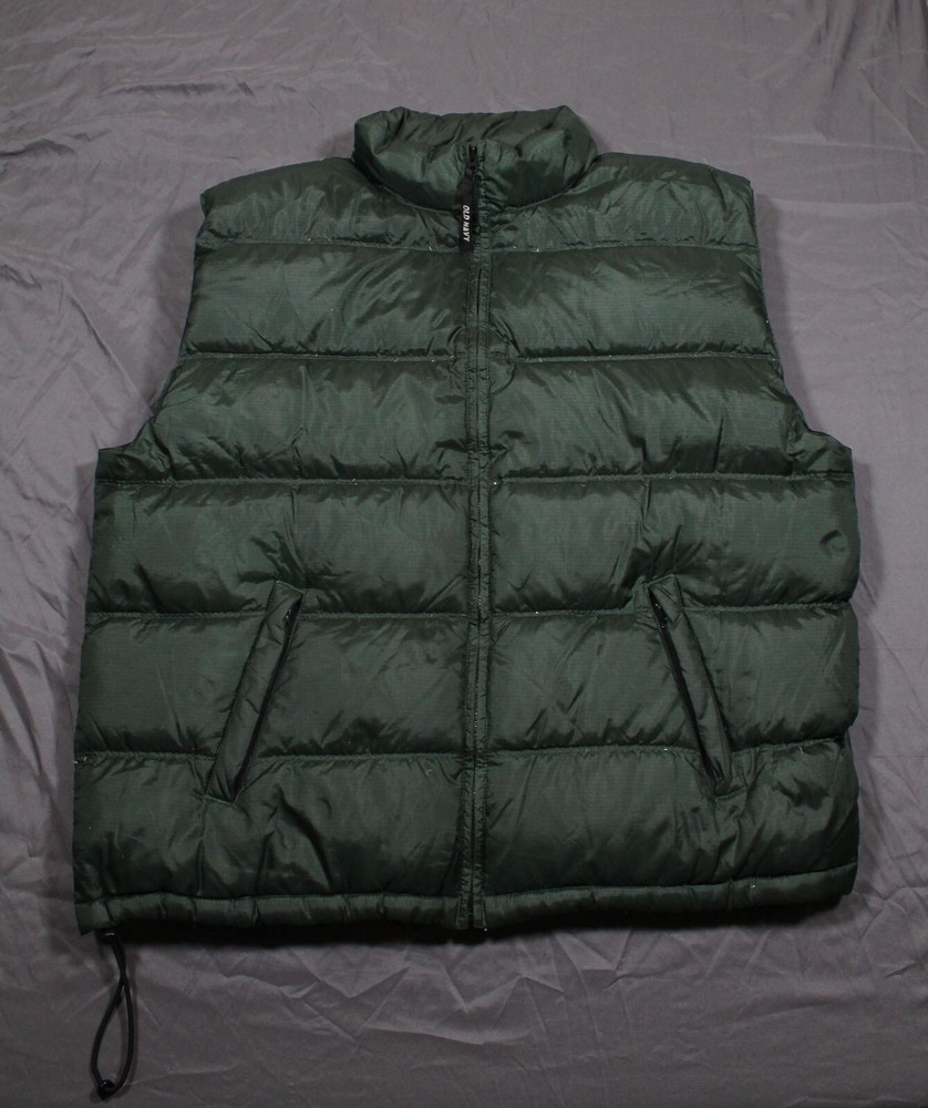 Vintage Y2K Green Puffer Vest by Old Navy Men's L/XL Zipper Hacky Style