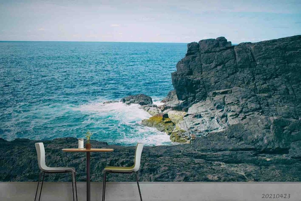 3D Sea Rocks Landscape Wall Murals Wallpaper Murals Wall Sticker