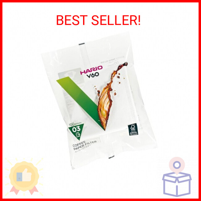 Hario V60 Size 03 White Paper Coffee Filters 100 Count