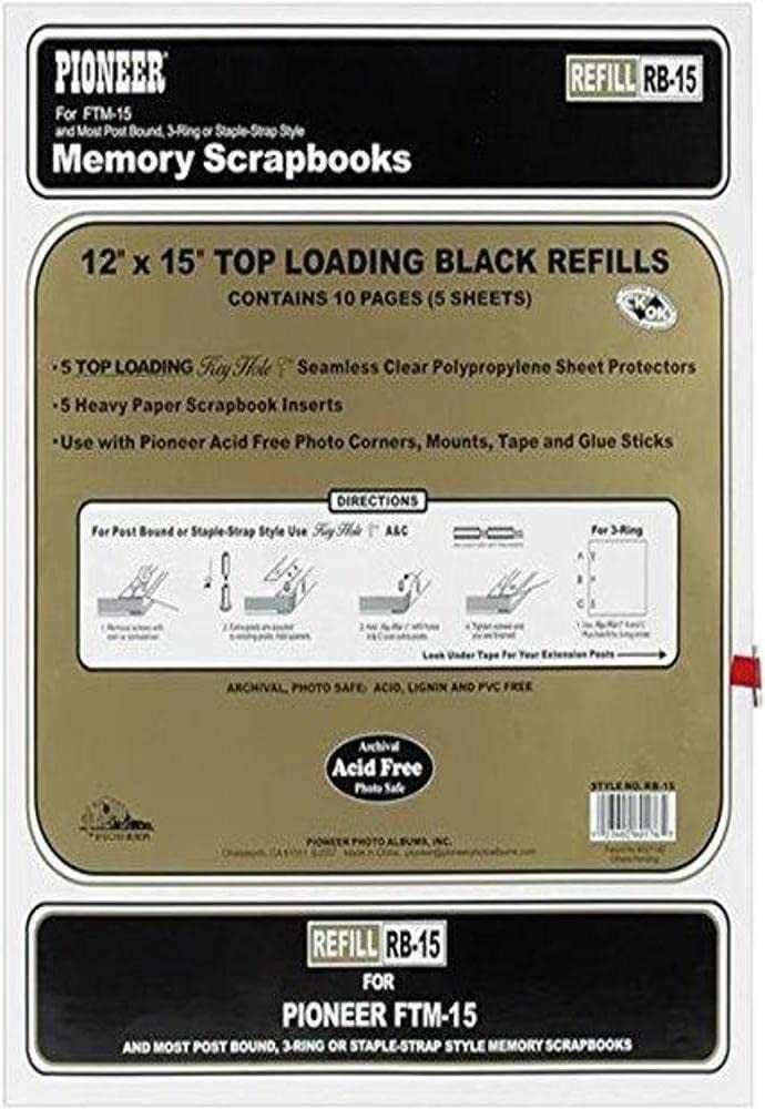Pioneer Universal Top-Loading Page Protectors 5/Pkg - 12X15 W/Black Inserts