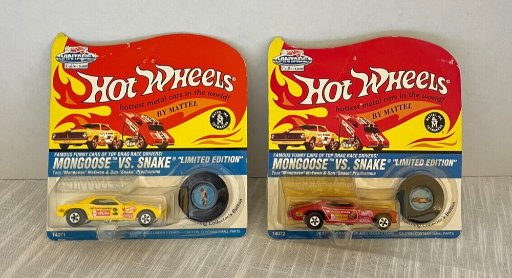 HOT WHEELS VINTAGE COLLECTION SNAKE VS MONGOOSE II 2 CAR SET 1995 1/64 NHRA