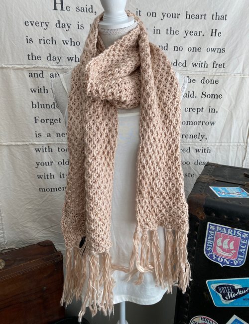 Steve Madden Blush Pink Crochet Fringe Scarf New with Tags