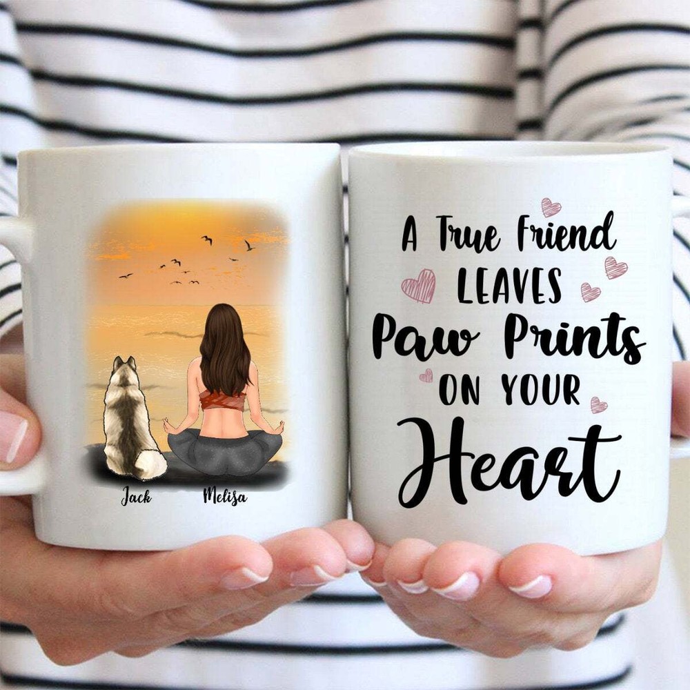 A True Friend Leaves Paw Prints On Your Heart Mug Cup Birthday Gift Personalized